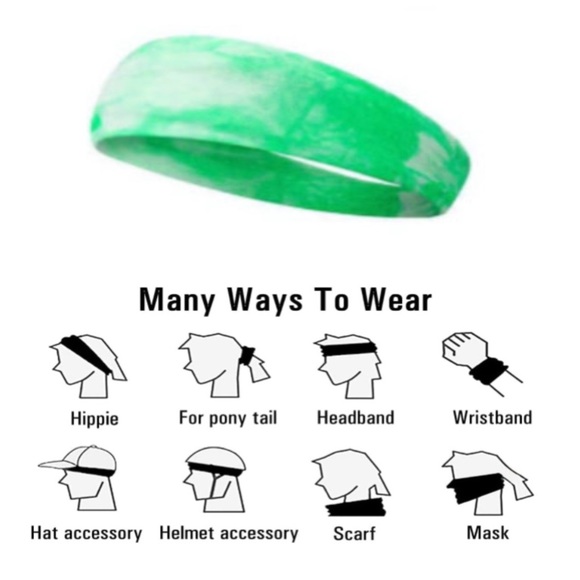 Green And White Elastic Headband - Picture 4 of 5